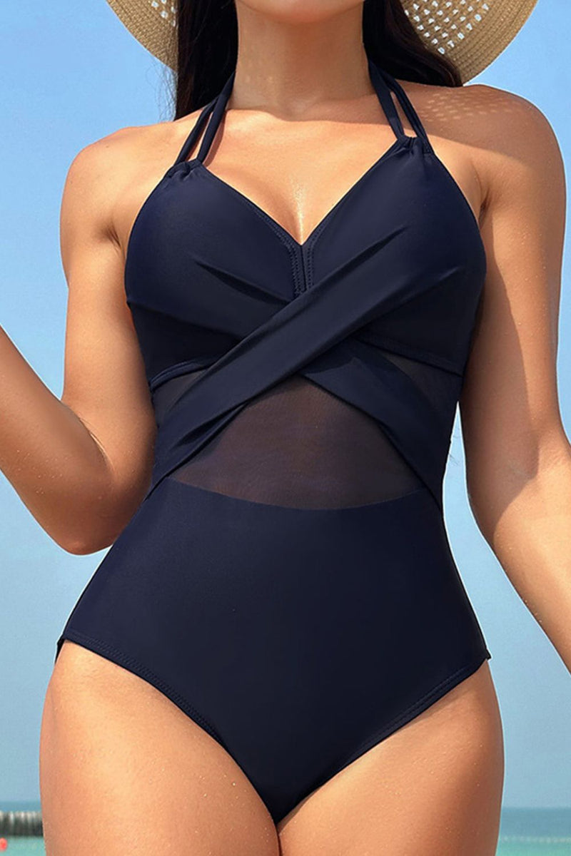 Hazel Blues® |  Crisscross Halter Neck One-Piece Swimwear