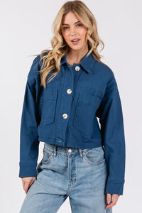 Hazel Blues® |  bytos Button Down Cropped Denim Jacket with Patch Pockets