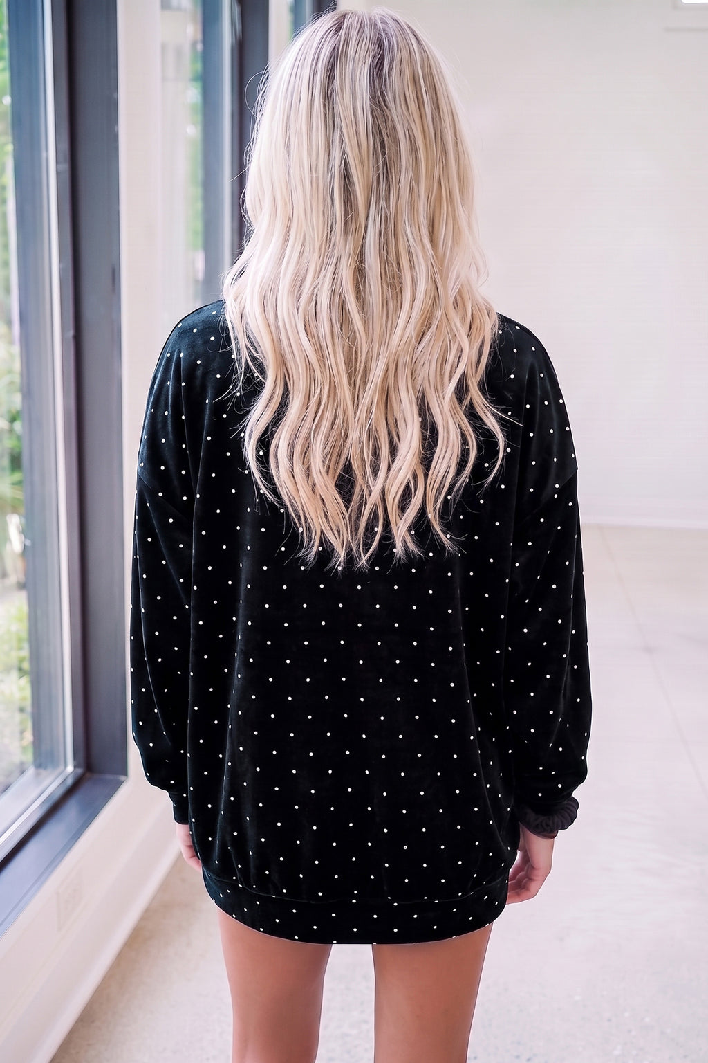Black Velvet Polka Dot Sweatshirt