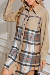 Hazel Blues® |  Pocketed Plaid Long Sleeve Mini Shirt Dress