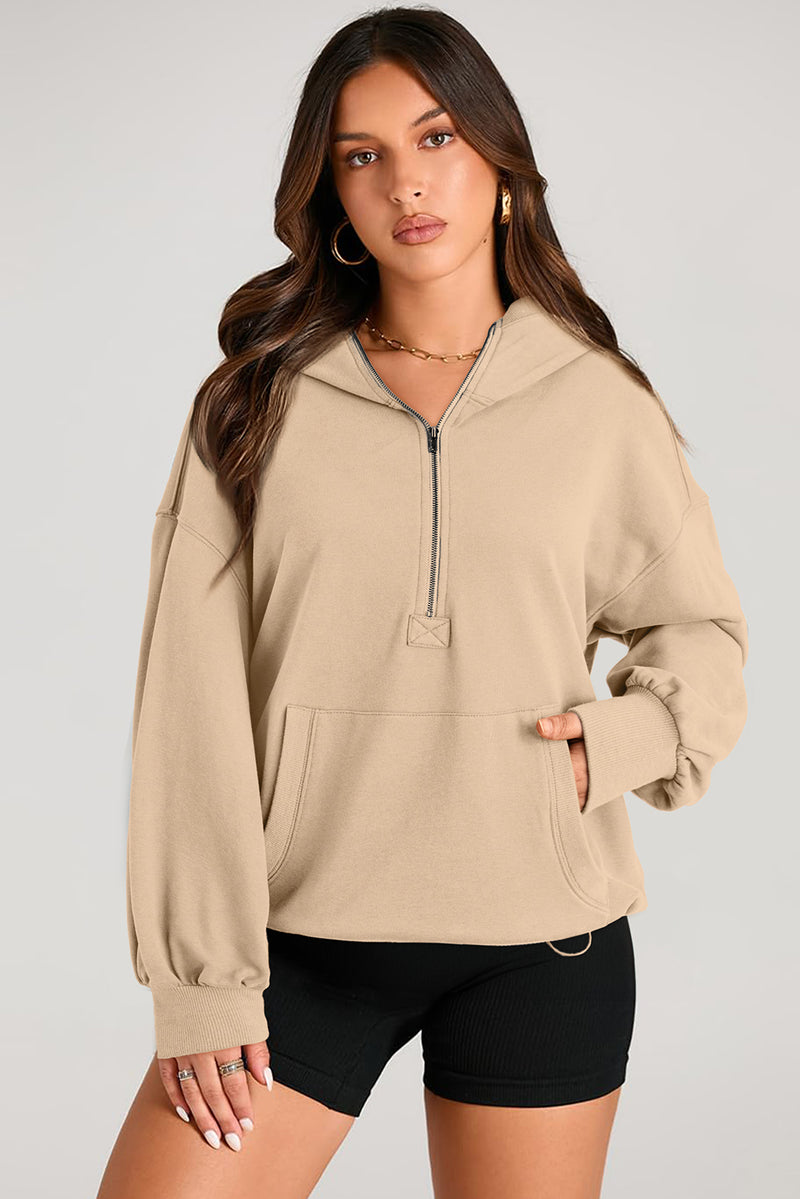 Hazel Blues® |  Pocketed Half Zip Long Sleeve Hoodie