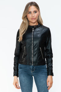 Hazel Blues® |  Snobbish PU Leather Zip Up Jacket with Pockets