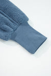 Hazel Blues® |  Sail Blue Fleece Drop Shoulder Exposed Seam Patchwork Casual Sweatshirt