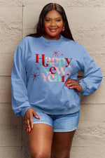 Hazel Blues® |  HAPPY NEW YEAR Round Neck Sweatshirt