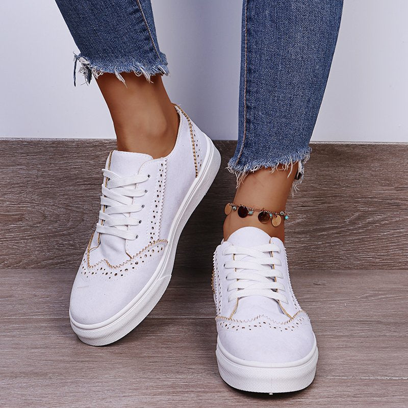 Hazel Blues® |  Suede Lace-Up Flat Sneakers