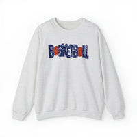 Hazel Blues® |  Basketball Faux Chenille Sequin Patches Sweatshirt: Navy