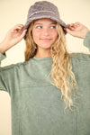 Hazel Blues® |  VERY J Mineral Washed Oversized Sweatshirt Mini Dress