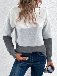 Hazel Blues® |  Color Block Drop Shoulder Long Sleeve Sweater