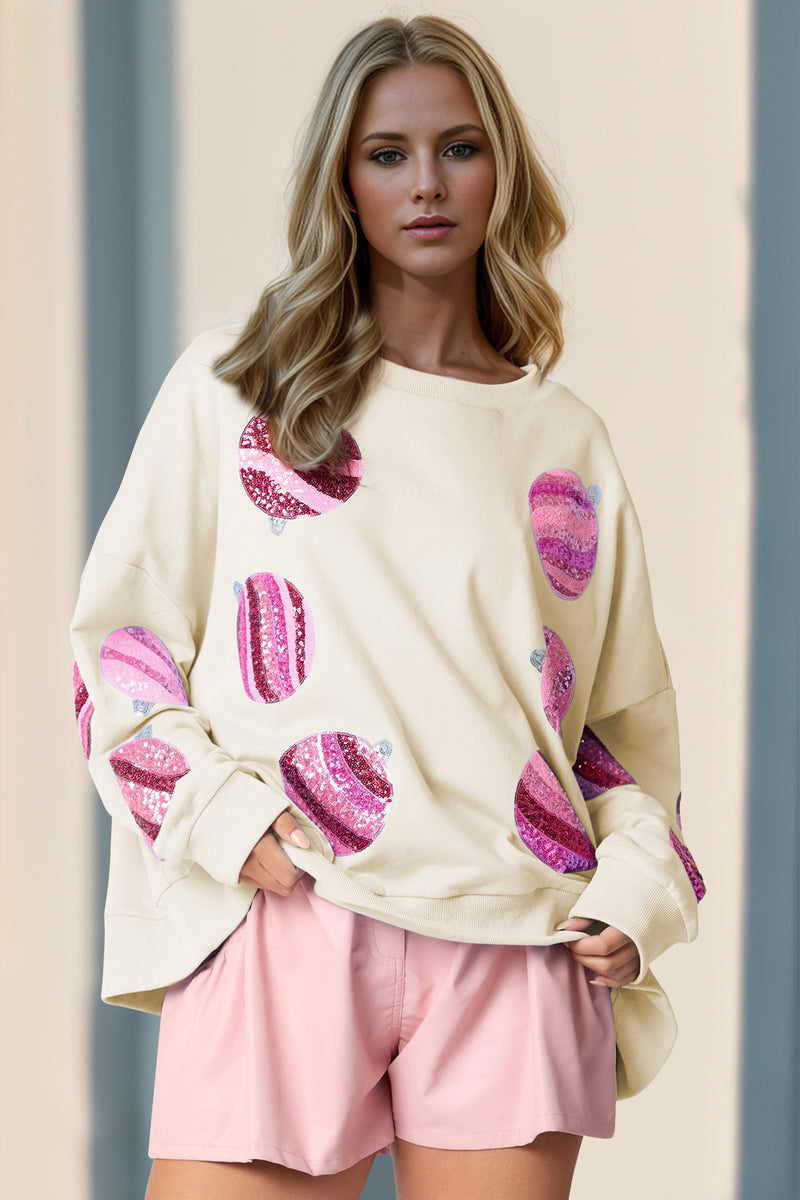 Hazel Blues® |  Double Take Sequin Round Neck Long Sleeve Sweatshirt