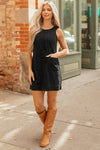 Hazel Blues® |  Beige Corduroy Sleeveless Mini Dress With Patched Pockets