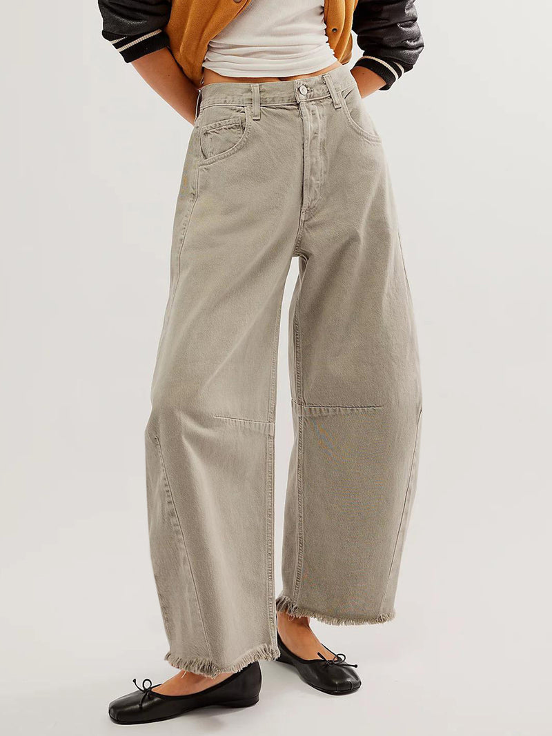Hazel Blues® |  Raw Hem Wide Leg Jeans with Pockets