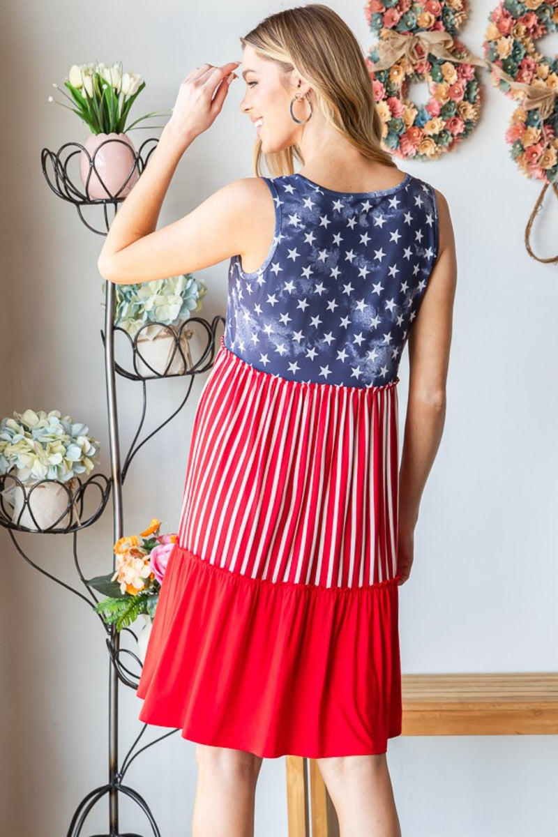 Hazel Blues® |  Heimish US Flag Theme Contrast Tank Dress