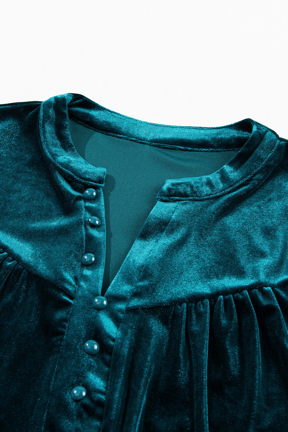 Hazel Blues® |  Notched Long Sleeve Velvet Top