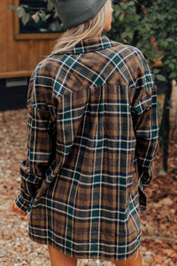 Hazel Blues® |  Plaid Collared Neck Button Up Jacket