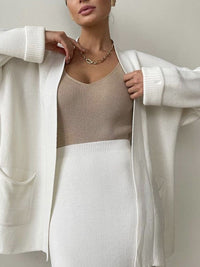 Hazel Blues® |  Pocketed Long Sleeve Cardigan and Skirt Sweater Set