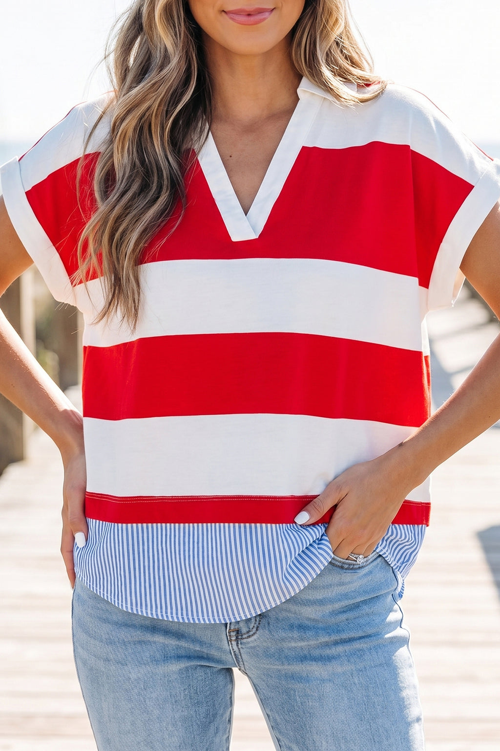 Giselle Belle Striped V-Neck Shorts