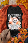 Hazel Blues® |  Black Nightmare Before Coffee Skull Checkerboard Graphic Halloween Tee