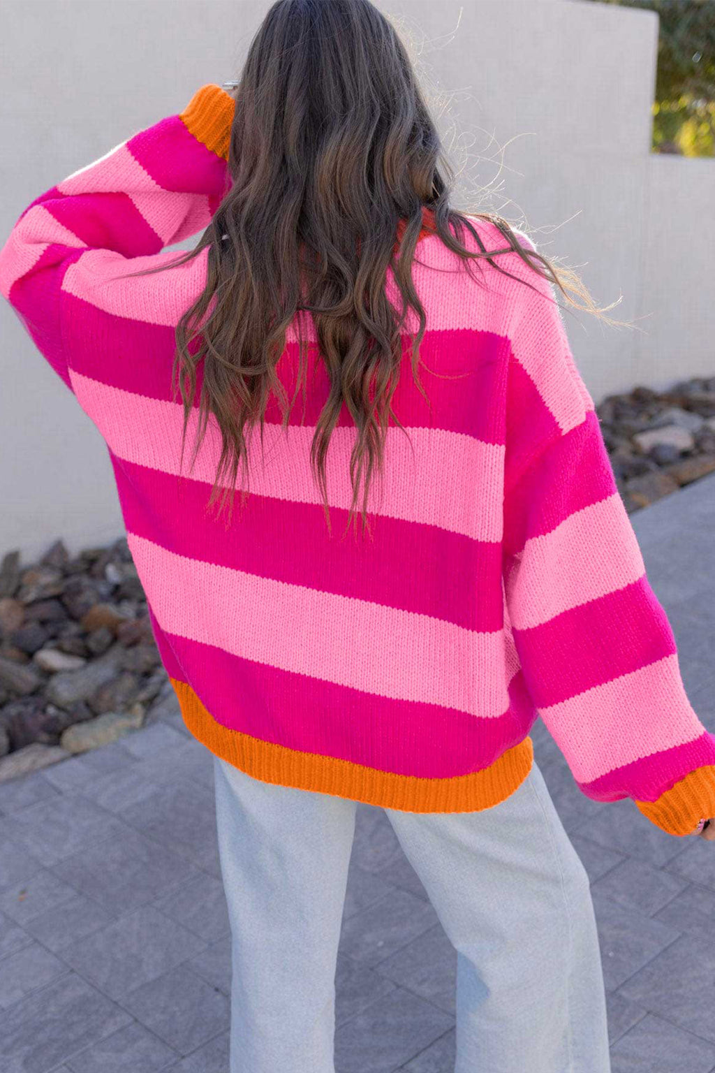 Savannah Grace Rose Stripe Color-Block Sweater