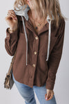 Hazel Blues® |  Drawstring Button Up Long Sleeve Hooded Jacket