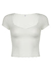 Hazel Blues® |  Lace Detail Sweetheart Neck Short Sleeve T-Shirt