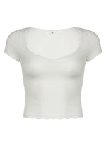 Hazel Blues® |  Lace Detail Sweetheart Neck Short Sleeve T-Shirt
