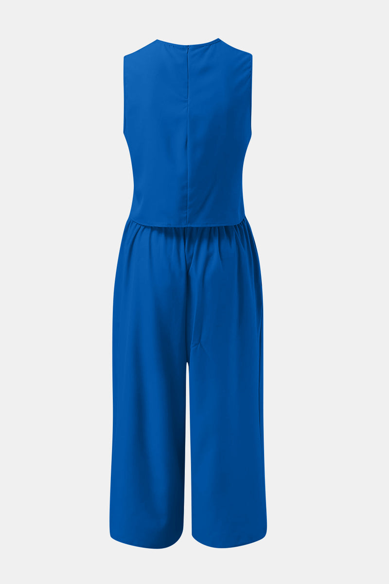 Hazel Blues® |  Round Neck Top and Wide Leg Pants Set