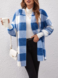 Hazel Blues® |  Plaid Long Sleeve Hooded Coat