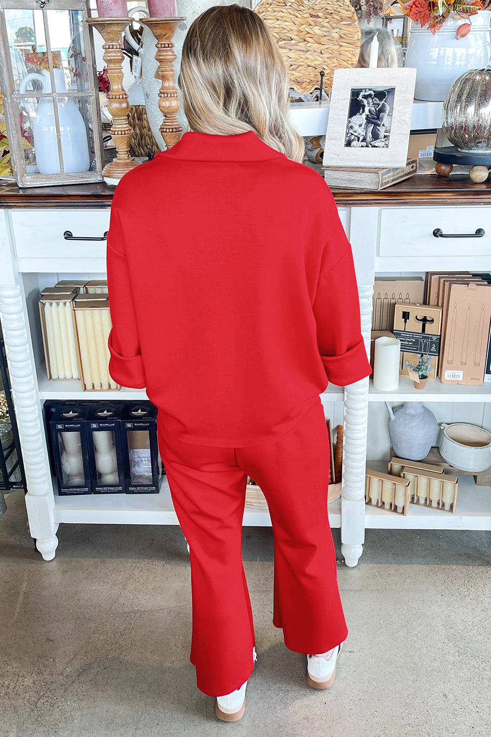 Nora Grace Red Bell-Bottom Pants Set