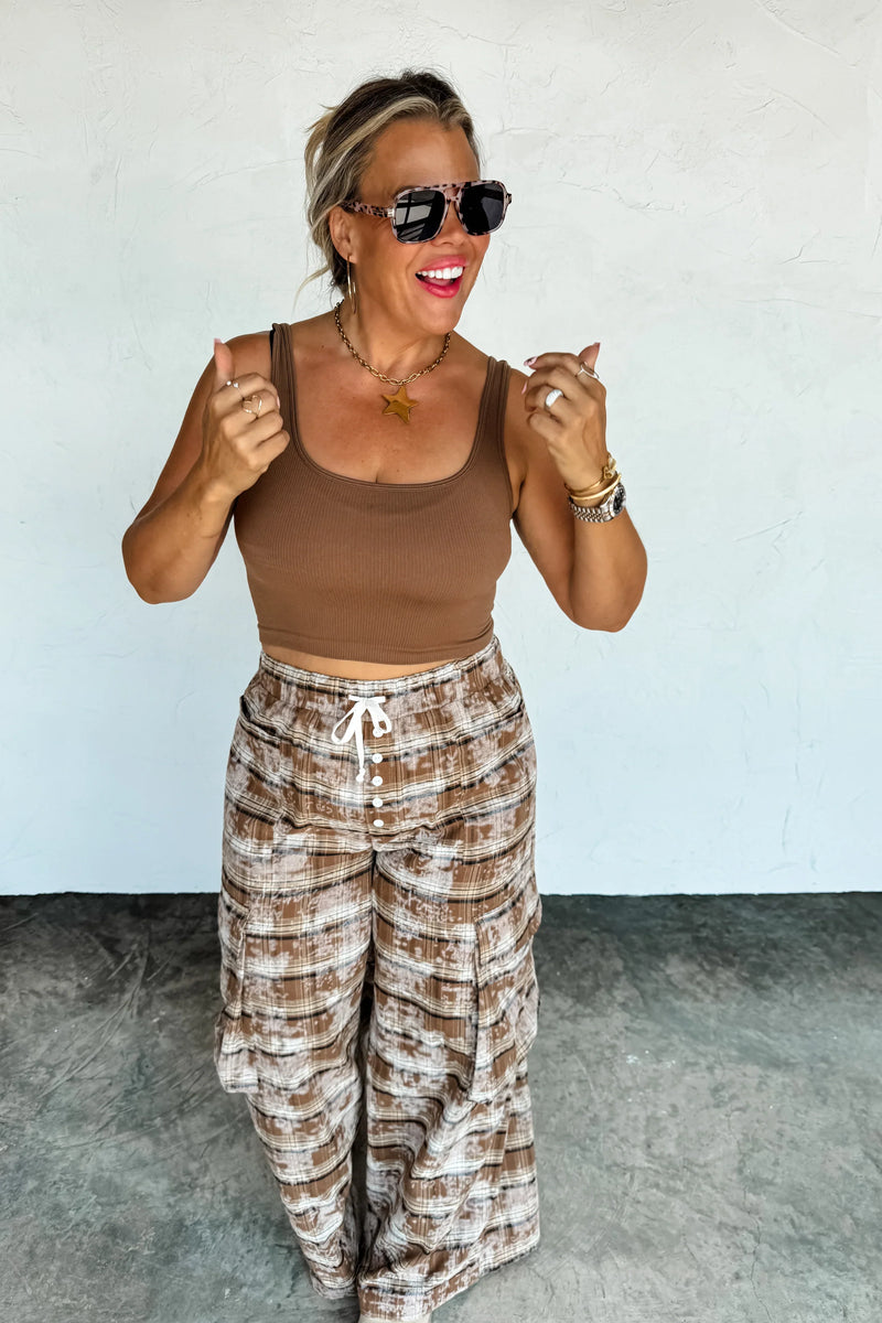 Hazel Blues® |  PREORDER: Plaid Behavior Wide Leg Pants