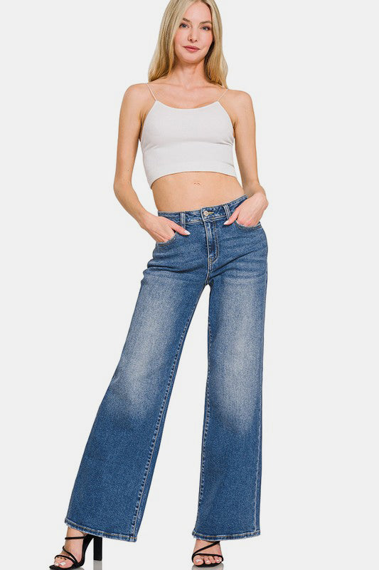 Hazel Blues® |  Zenana High Rise Wide Leg Jeans with Pockets