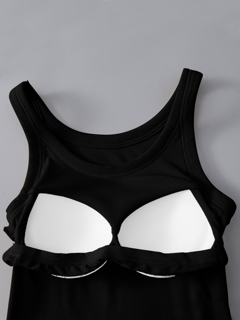 Hazel Blues® |  Round Neck Tank with Bra