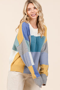 Hazel Blues® |  Mittoshop Color Block Round Neck Sweater