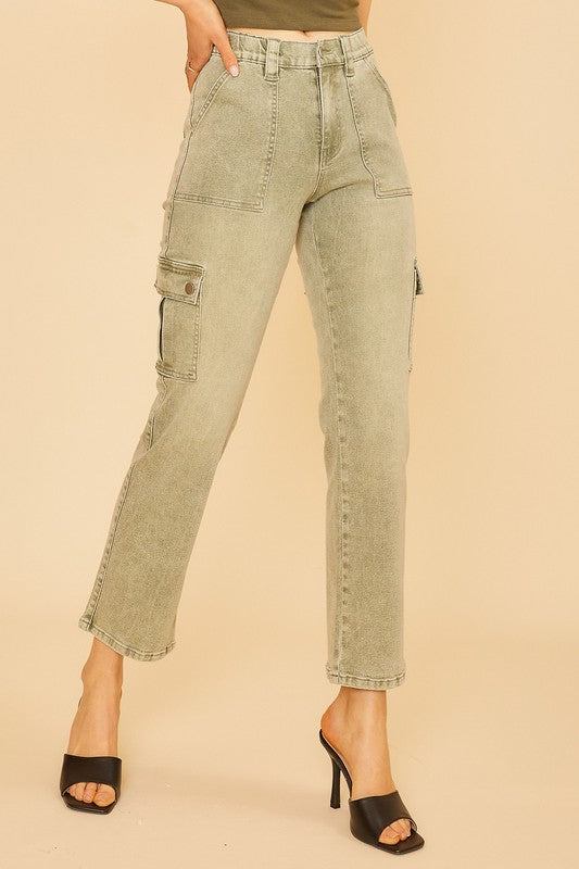 Hazel Blues® |  Annie Wear Straight Leg Jeans with Cargo Pockets