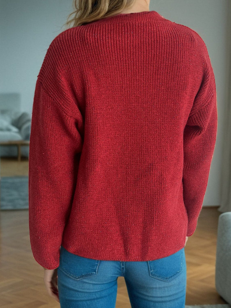 Hazel Blues® |  Solid Color Round Neck Long Sleeve Sweater