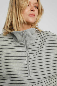 Hazel Blues® |  Umgee Striped Half Zip Short Sleeve Sweatshirt