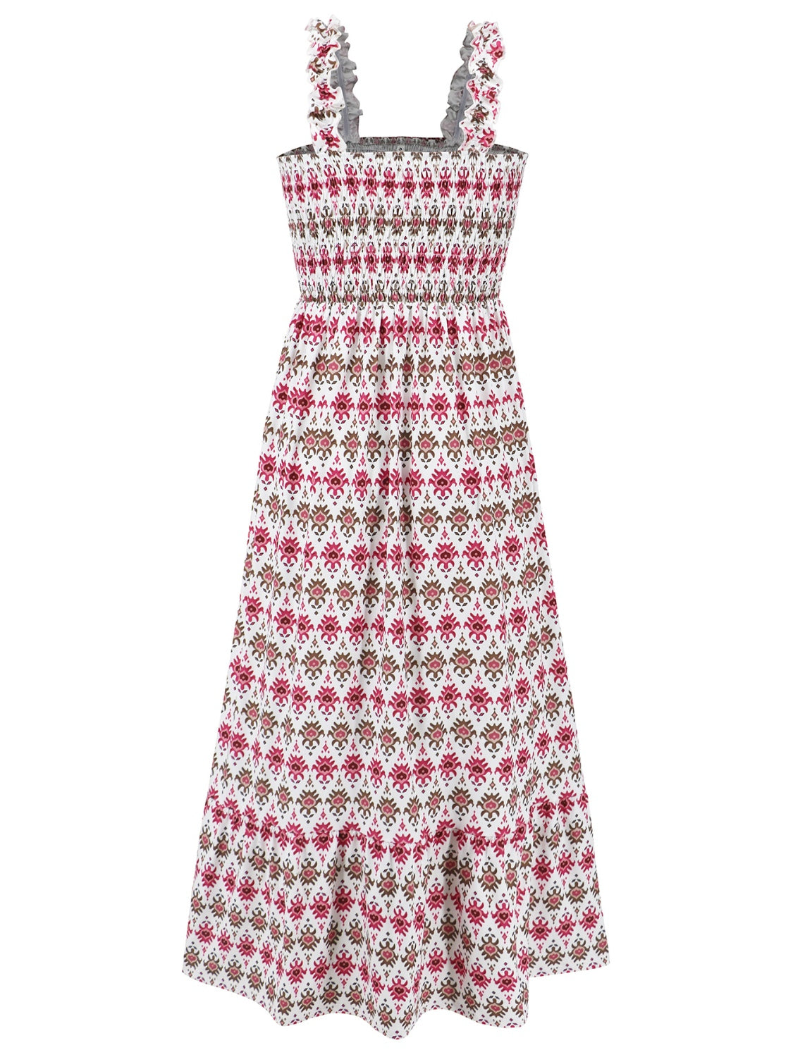 Hazel Blues® |  Smocked Printed Square Neck Sleeveless Dress