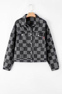 Hazel Blues® |  Checkered Button Up Denim Jacket