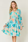 Hazel Blues® |  Double Take Printed V-Neck Drawstring Dress