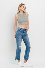 Hazel Blues® |  Vervet by Flying Monkey Mid Rise Distressed Cropped Flare Jeans