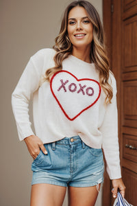 Hazel Blues® |  XOXO Round Neck Drop Shoulder Sweater