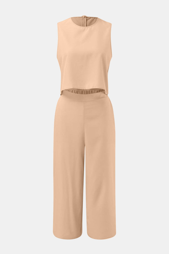 Hazel Blues® |  Round Neck Top and Wide Leg Pants Set