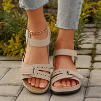 PU Leather Wedge Buckle Sandals