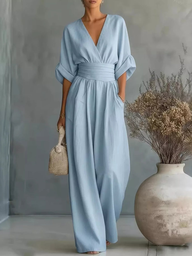 Full Size Half Sleeve Wide Leg Jumpsuit Plus Size – Hazel Blues®