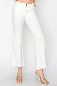 Hazel Blues® |  RISEN Tummy Control Crop Flare Step Hem Pants