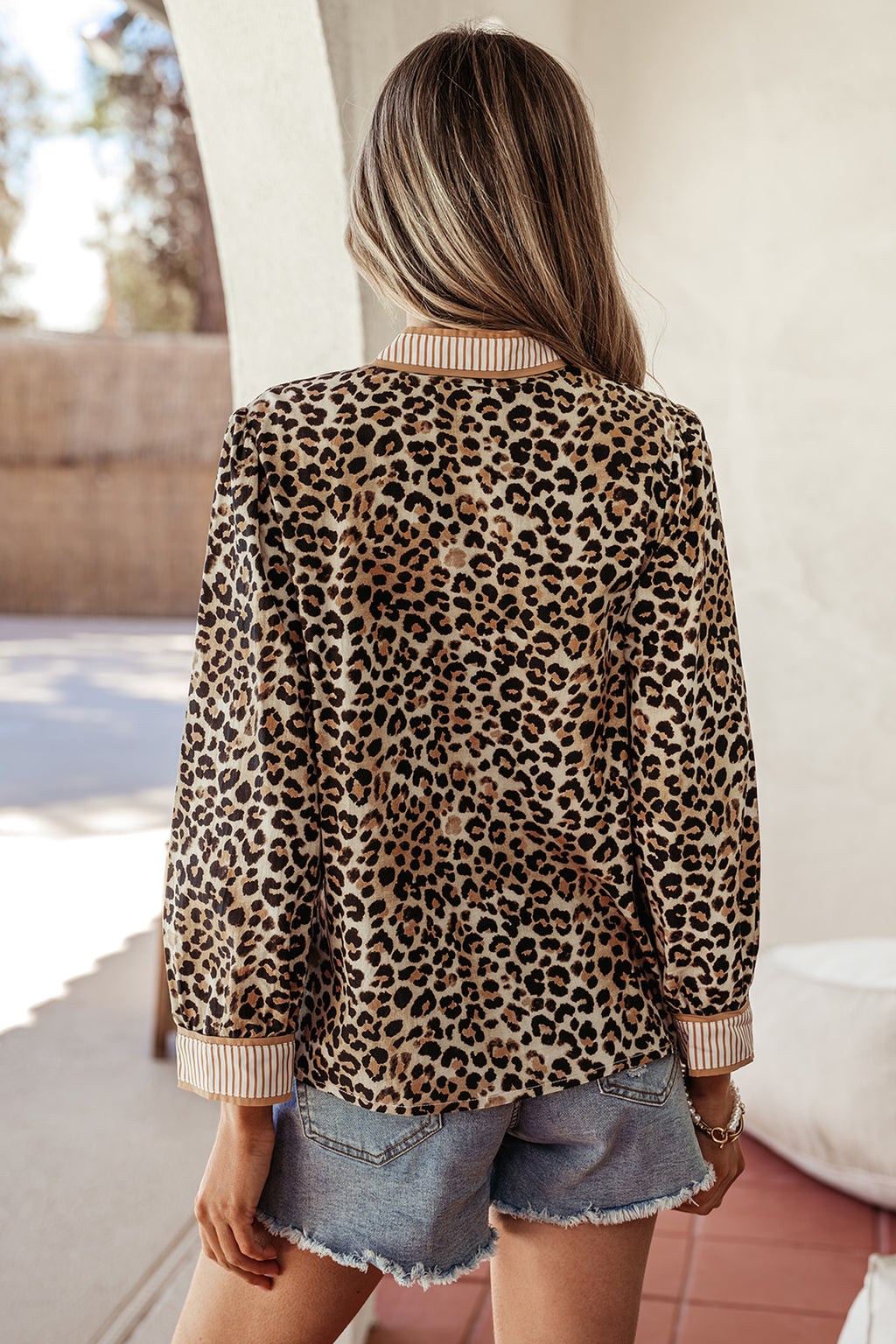 Daisy Kate Khaki Leopard Striped Shirt