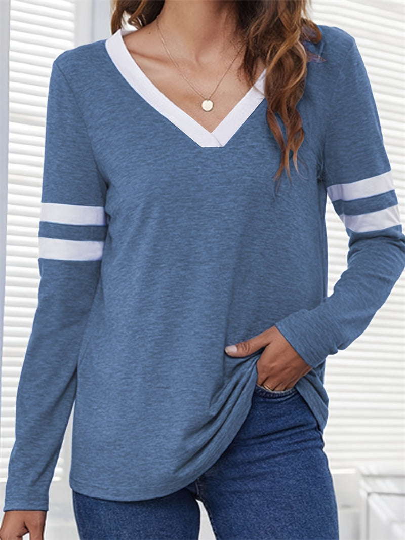 Hazel Blues® |  Heathered V-Neck Long Sleeve T-Shirt