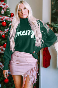 Hazel Blues® |  Double Take Merry Christmas Turtleneck Long Sleeve Sweater