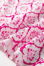 Hazel Blues® |  Pink Western Print Zipped Collar Short Sleeve Summer Blouse Top