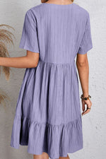 Hazel Blues® |  Ruched V-Neck Short Sleeve Dress