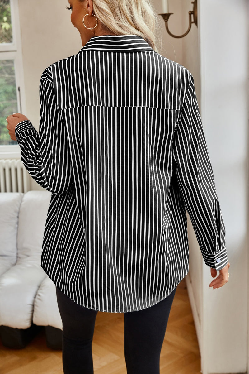 Hazel Blues® |  Striped Button Up Long Sleeve Shirt